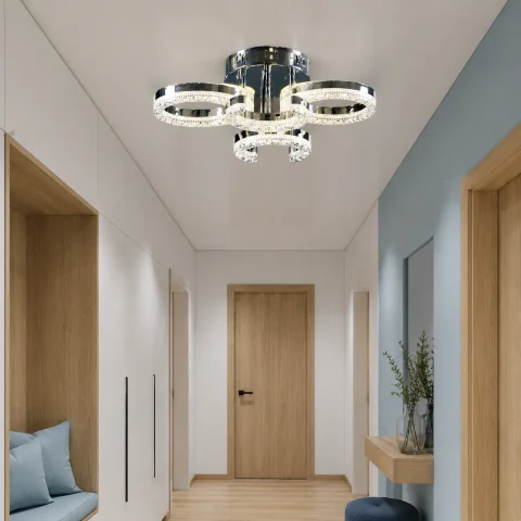 Світлодіодна люстра Splendid Ray L1654/2+2 LED (CH), білий, хром, 64 Вт, від 5-13 м²