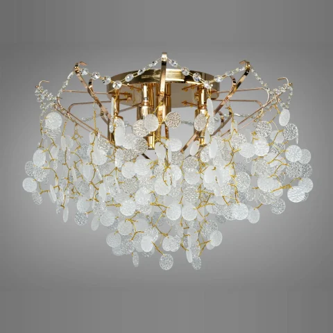 Стельова хрустка люстра Diasha 9334/6G золото 6xE14, 50 см