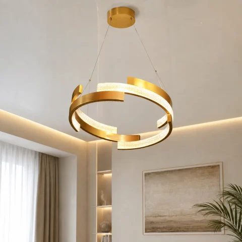 Золота підвісна кільцева LED люстра з прозорим світловим розсіювачем Artlight 3684/85GD Золота підвісна кільцева LED люстра з прозорим світловим розсіювачем Artlight 3684/85GD