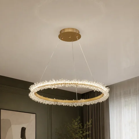 Кругла підвісна люстра світлодіодна Artlight 2055/600GD золотий сатин з декоративним кільцем 28W Кругла підвісна люстра світлодіодна Artlight 2055/600GD золотий сатин з декоративним кільцем 28W
