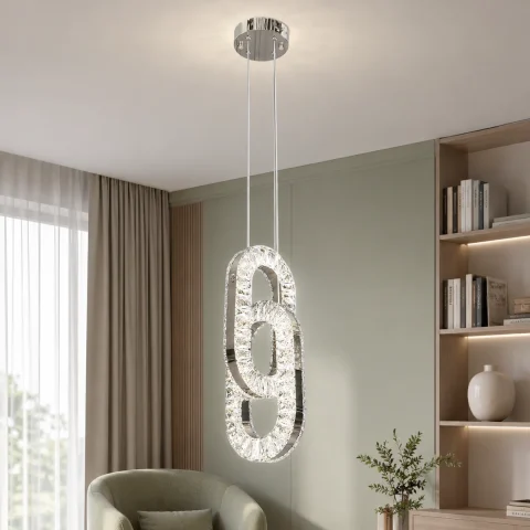Підвісна LED-люстра Artlight 7709/2A-CH із прозорими кришталевими петлями в полірованому хромі