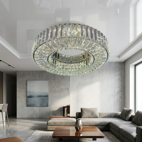Стельова LED люстра Linisoln 9597-600 срібляста 60 см, 160W