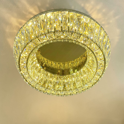 Ефектна кришталева стельова люстра Linisoln 9613-500 FG 140W до 20 м2 колір золотий