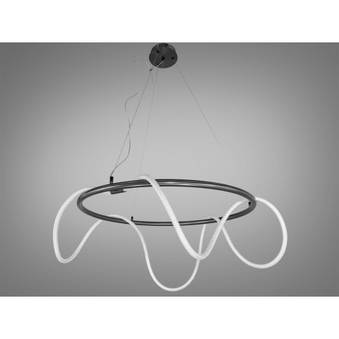 Люстра стельова LED Diasha 9752-D800BHR Мотузка, 48W, чорний хром, сучасний стиль для коридору, вітальні, спальні, офісу, кафе