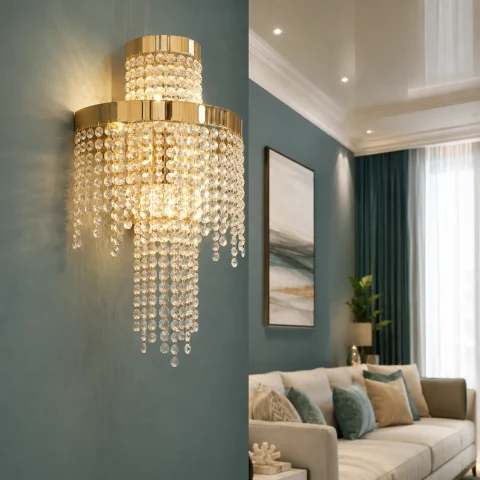 Золота скляна бра з двоярусним каскадом Artlight 376-B WALL GD для вітальні та спальні