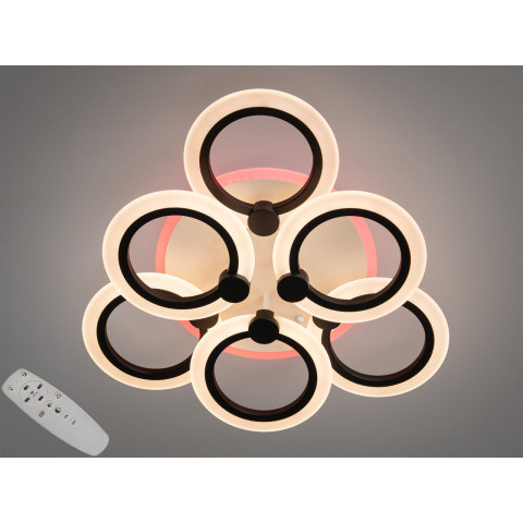 Стельовий світильник LED Diasha A8022/3+3BK, 72W, 3200K-6500K, чорний метал, акрил, сучасний стиль для дому