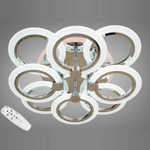 Люстра стельова LED Diasha A8022/4+4HR, 110W, 3200K/4100K/6000K, хром, сучасний стиль