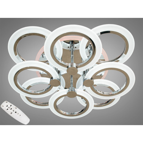 Люстра стельова LED Diasha A8022/4+4HR, 110W, 3200K-6000K, хром, сучасний стиль для дому