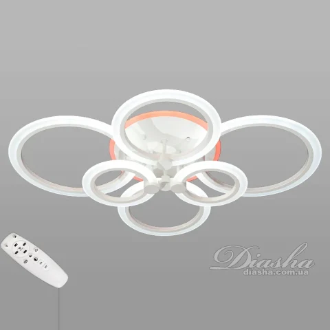 Люстра стельова LED Diasha A8022/6WH 105W, 3200–6500K, білий метал, акрил