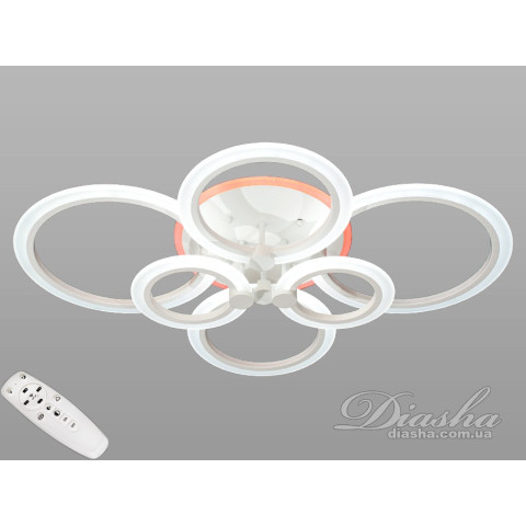 Люстра стельова LED Diasha A8022/6WH, 105W, 3200K-6500K, білий метал, сучасний стиль для дому
