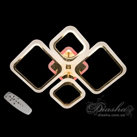 Потолочная люстра LED Diasha A8060/2+2G с пультом, 80W, золото