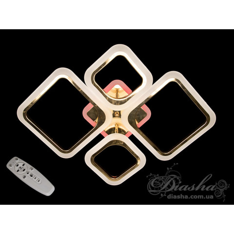 Люстра стельова LED Diasha A8060/2+2G, 80W, 6000K, золото, сучасний стиль з пультом