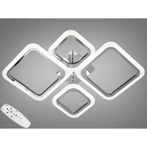 Люстра стельова LED Diasha A8060/2+2HR 52W, 2860 лм, срібло, сучасний стиль для коридору, вітальні, спальні