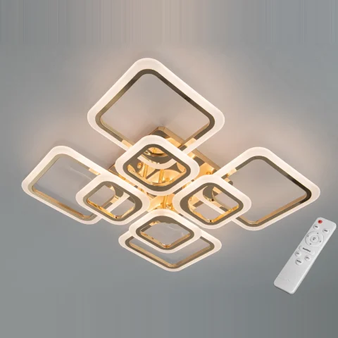 Потолочная люстра LED Diasha A8060/4+4G, 110W, золото, 59 см, диммер, с пультом