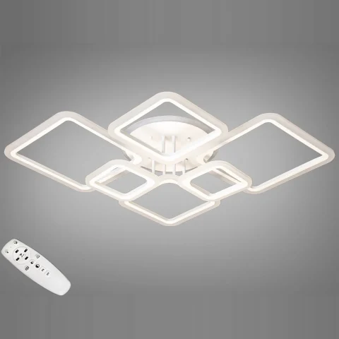 Потолочная люстра LED Diasha A8160/6WH 150W, 3200K-6000K, белый металл/акрил, с пультом и диммером