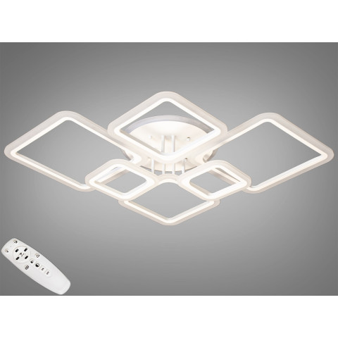 Люстра стельова LED Diasha A8160/6WH, 150W, 3200K-6000K, білий метал, акрил, сучасний стиль, з пультом, диммером