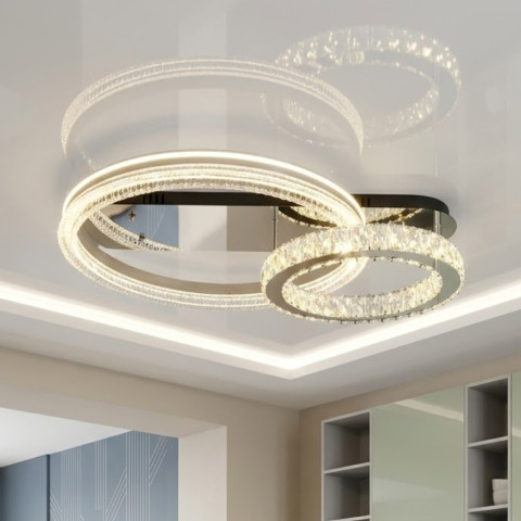 Стельова LED люстра Diasha A8811/600+400B два кільця 120 Вт хром