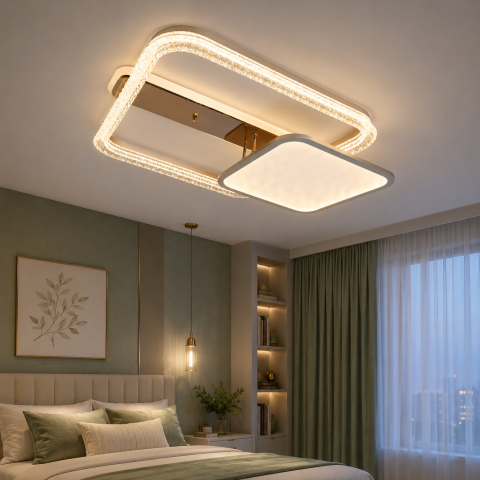 Люстра стельова LED з пультом Diasha A8819/600+400 золото 115 Вт 20 м2