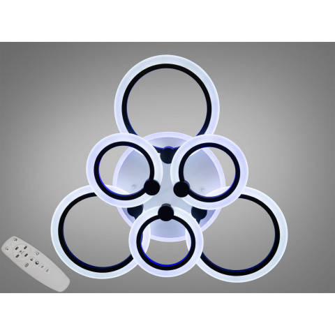 Люстра стельова LED Diasha AD8022/3+3BK, 82W, 3200K-6500K, чорний метал, хай-тек, сучасний стиль для дому