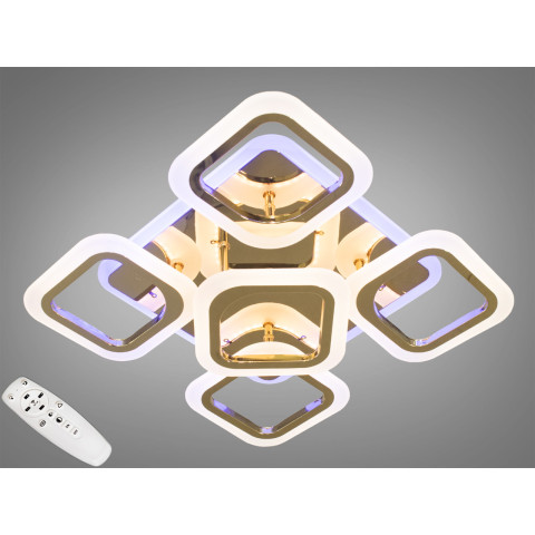 Стельова люстра LED Diasha AS8060/4+1G, 80W, 3200K-6500K, золото, акрил, сучасний стиль з пультом та диммером