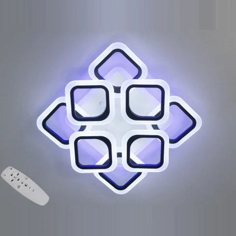 Потолочная люстра LED Diasha AS8060/4+4BK, 110W, 3200K-6500K, черный металл, акрил, с пультом Потолочная люстра LED Diasha AS8060/4+4BK, 110W, 3200K-6500K, черный металл, акрил, с пультом