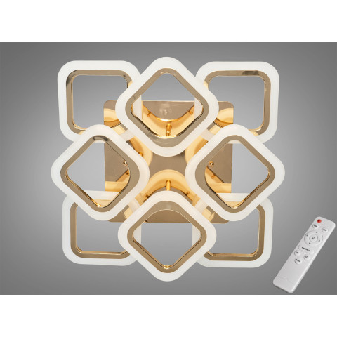 Люстра стельова LED Diasha AS8060/4+4G Dimmer, 80W, 4400 лм, золото, для вітальні, спальні, коридору