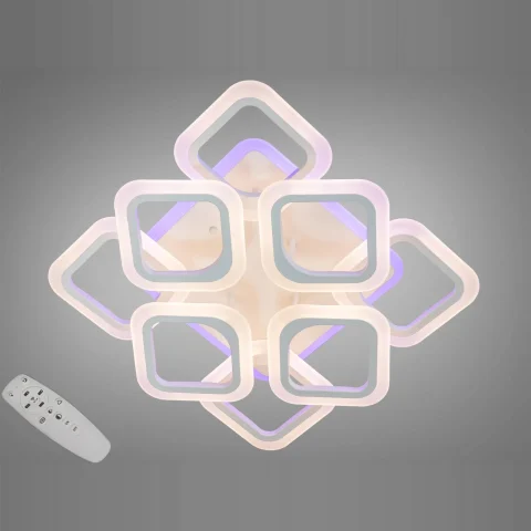 Люстра стельова LED Diasha AS8060/4+4WH, 110W, 3200K/4100K/6500K, білий метал, квадрат