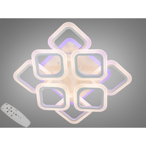 Люстра стельова LED Diasha AS8060/4+4WH, 90W, 3200K-6500K, білий метал, сучасний стиль для дому
