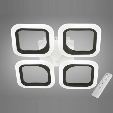 Люстра стельова LED Diasha AS8060/4BK 55W чорна, 3025 lm, IP20, пульт і димер