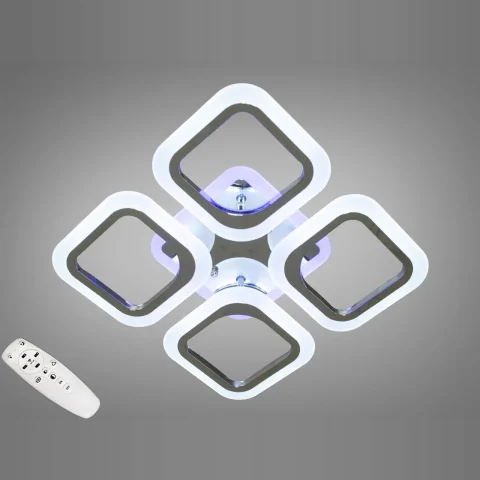 Люстра стельова LED Diasha AS8060/4HR 50W, 3200K/4100K/6000K, акрил, хром, сучасний стиль