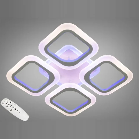Люстра стельова LED Diasha AS8060/4WH 50W, 3200K–6000K, білий метал, акрил, квадрат