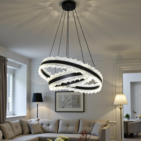 LED-люстра для вітальні Diasha D8751-600+400BK, чорна, 140W, 7700 lm