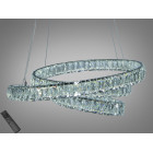 Стильна підвісна LED-люстра з кришталем Diasha D8876/600CH, 92W, пульт, хром, Ø58 см