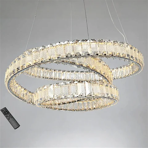 Люстра кришталева підвісна LED Diasha D8879/500CH, хром, Ø52 см, 92 W, пульт