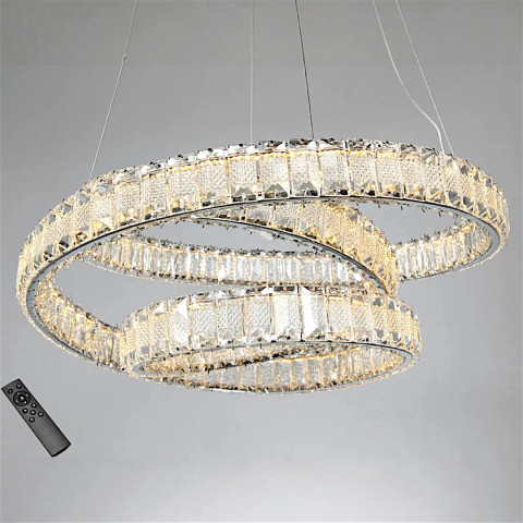 Люстра кришталева підвісна LED Diasha D8879/500CH, хром, Ø52 см, 92 W, пульт