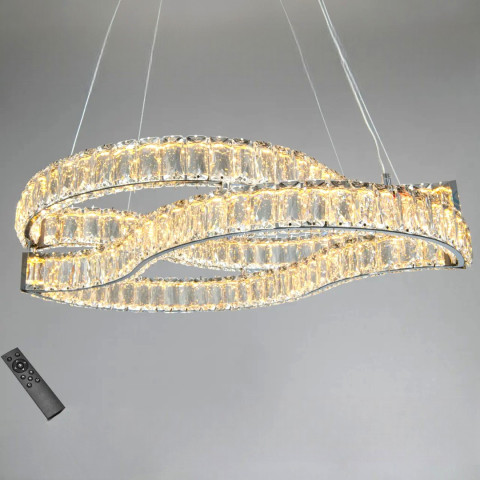 Сучасна підвісна LED-люстра з кришталем Diasha D8920/600x400CH, 86W, хром, 58×40 см