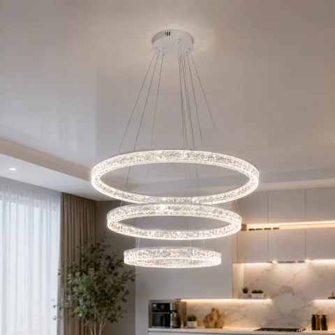 Підвісна LED люстра Diasha D9711/800+600+400WH біла, 148 W, з пультом Підвісна LED люстра Diasha D9711/800+600+400WH біла, 148 W, з пультом