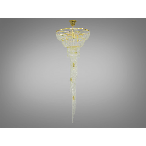 Люстра кришталева Diasha FH012/600x1800G-1 Кришталевий каскад, 13 ламп, E14, 190 см, золото, метал, скло, сучасний стиль для дому