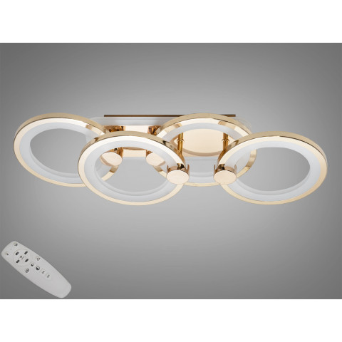 Люстра стельова LED Diasha H8022/2+2G, 65W, 3200K-6500K, золото, акрил, сучасний стиль для дому