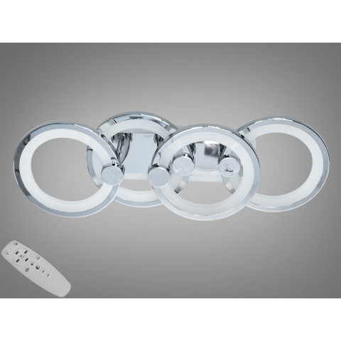 Люстра стельова LED Diasha H8022/2+2HR, 65W, 3200K-6500K, хром, сучасний стиль, з пультом, для дому