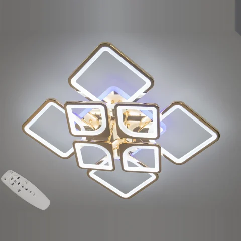 Стельовий світильник LED Diasha H8060/4+4G 155W, 3200K–6500K, акрил, метал, синій (золотисте оформлення), сучасний