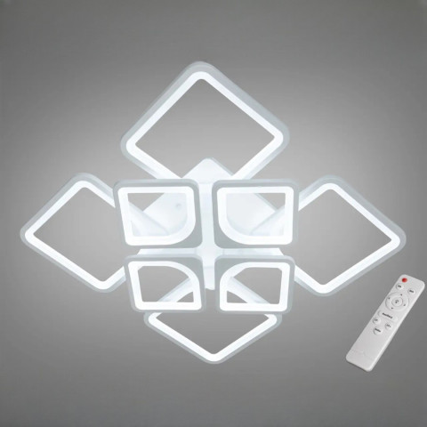 Стельова LED-люстра Diasha H8060/4+4WH 135W, 60×60×14 см, 3 кольори світла, біла