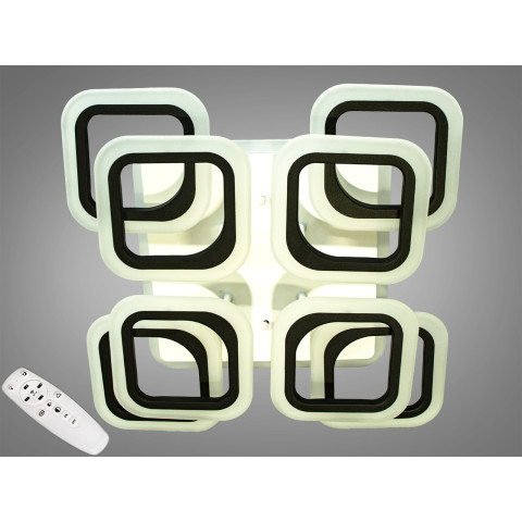 Люстра стельова LED Diasha HAS8060/4+4BK, 120W, 3200K-6500K, чорний метал, хай-тек стиль, з пультом, диммером