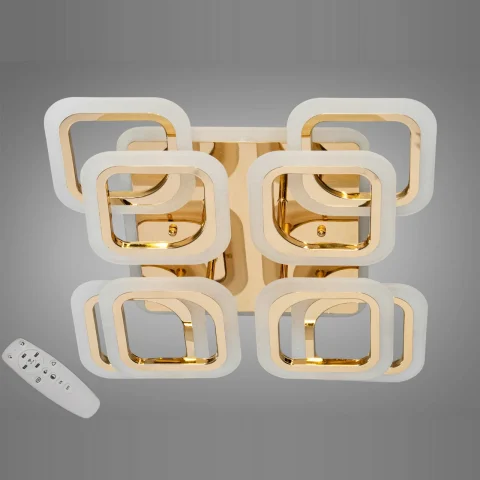 Стельова LED-люстра Diasha HAS8060/4+4G, 120W, 3200K/4100K/6500K, золото, хай-тек, пульт ДУ