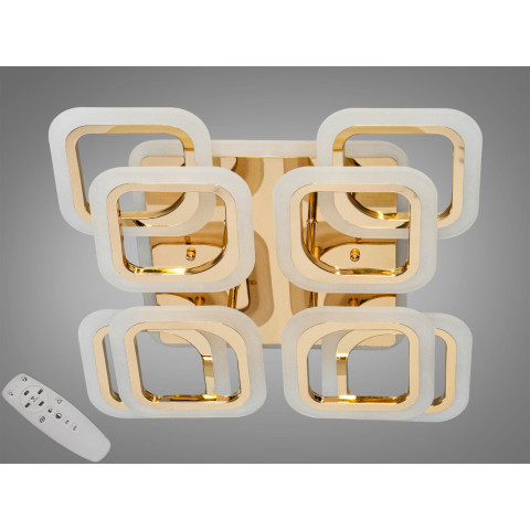 Люстра стельова LED Diasha HAS8060/4+4G, 110W, 3200K-6500K, золото, хай-тек стиль, пульт ДУ, для вітальні, спальні, кухні