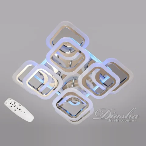 Потолочная люстра LED Diasha HAS8060/4+4HR, 120W, 3200K-4100K-6500K, хром (хай-тек), с пультом и диммером Потолочная люстра LED Diasha HAS8060/4+4HR, 120W, 3200K-4100K-6500K, хром (хай-тек), с пультом и диммером