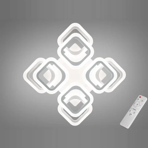 Люстра стельова LED Diasha HAS8060/4+4WH 120W, біла, хай-тек (акрил, квадратний плафон)