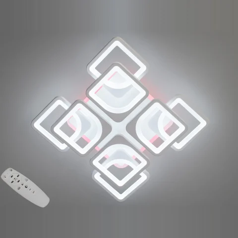 Люстра стельова LED Diasha HS8060/4+4WH, 130W, 3200K–6500K, білий акрил (сучасний стиль)