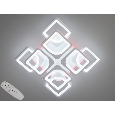 Люстра стельова LED Diasha HS8060/4+4WH, 130W, 3200K-6500K, білий акрил, сучасний стиль для дому