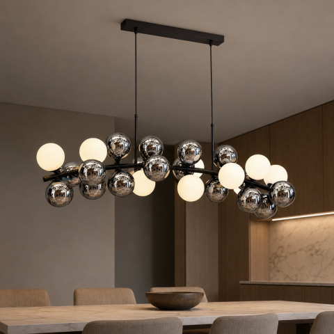 Підвісна люстра Artlight LQ7073-24 на 8 ламп G9 з білими та графітовими плафонами